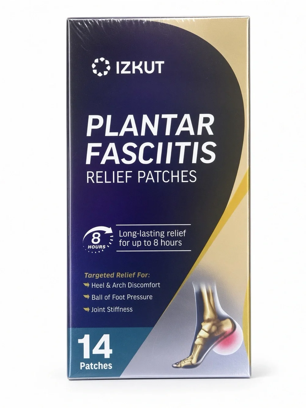 IZKUT Plantar Fasciitis Relief Patches 14ct Heel Arch Foot Pain NEW Sealed